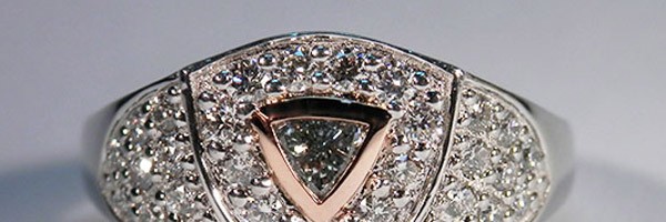 Blue/Green Trilliant Cut Ring