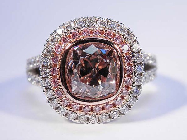 2.02 Ct. Pink Cushion Ring