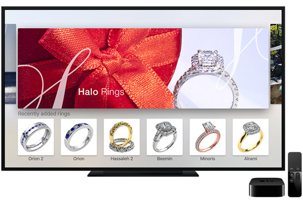 "Engagement Rings" app for Apple TV - Featured screen